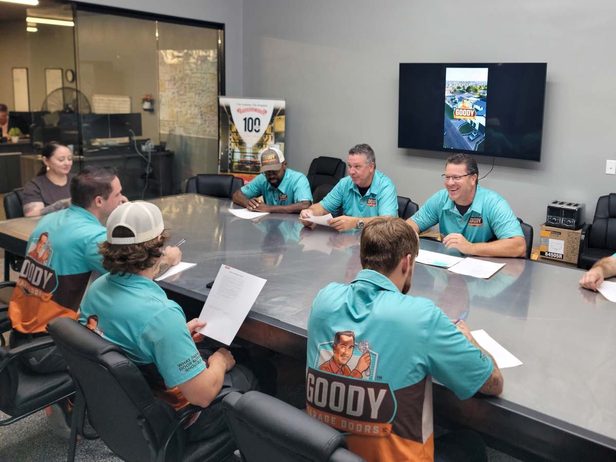 technician at morning meeting